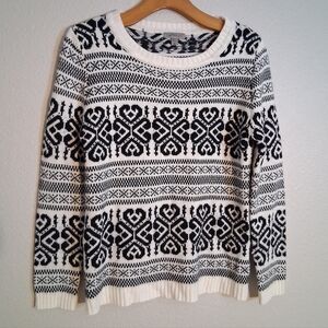 Casting LA Black And White Patterned Sweater Medium